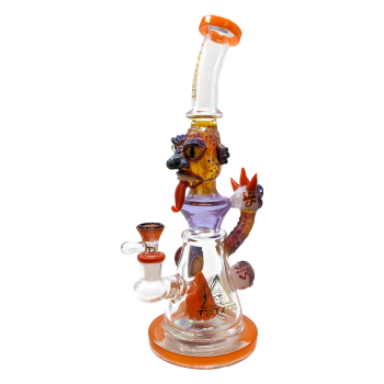 12" TATAOO GLASS DEVIL FACE EYEBALL PENDANT CONICAL WATER PIPE 